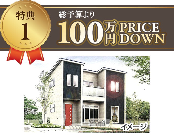 特典1：総予算より100万円プライスダウン